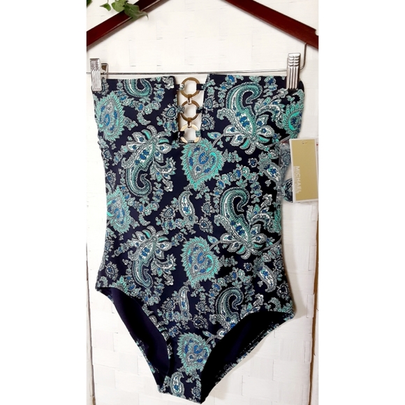 MICHAEL Michael Kors Bandeau Paisley Swimsuit - Picture 12 of 16